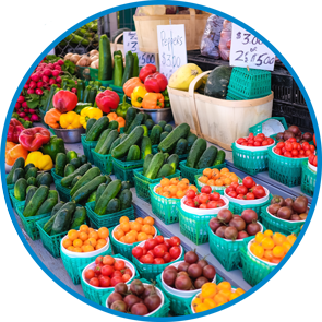 A variety of farm fresh vegetables can be seen at one of Charlotte's farmers markets.