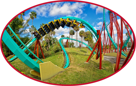 Just one of the many roller coasters found at one of many attractions in and near the Tampa / St. Pete area in Florida.